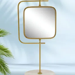 Metalsmith White & Gold-Toned Table Top Makeup Mirrors-2
