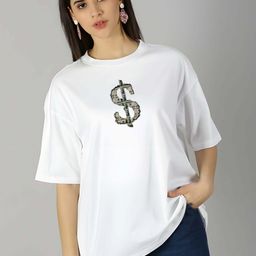 KAIDO Women Graphic Printed Round Neck Cotton Oversized T-shirt-picture-36