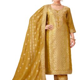 DRAVINAM Trends Floral Embellished Pashmina Unstitched Dress Material-image-99