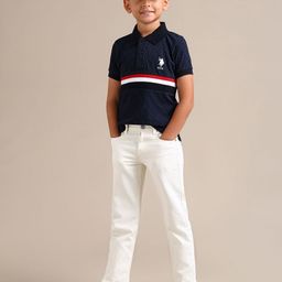 U.S. Polo Assn. Kids Boys Printed Striped Detail Pure Cotton Polo T-shirt-image-93