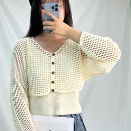 StyleCast Women V-Neck Long Sleeves Front-Open Sweaters-15