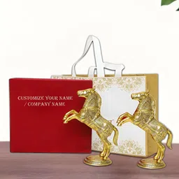 INTERNATIONAL GIFT Gold Plated 2 Piece Horse Statue With Velvet Box & Carry Bag-image-41