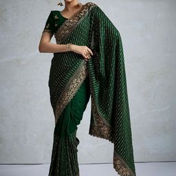Anouk Embellished Aari Work Silk Blend Designer Saree-image-27