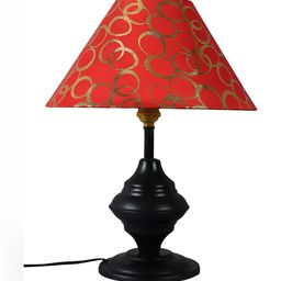 BrightDaisy Red & Black Printed Metal Metal Frusturical Shaped Table Lamp image 2