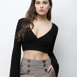 CORSICA Women Flared Sleeves Cotton Wrap Crop Top-picture-52