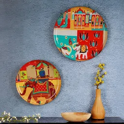 Homspurts Heritage Hues Red & Orange colored 2 Pieces Ethnic Motifs Printed Wall Arts-16