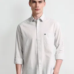Arrow Men Modern Spread Collar Solid Cotton Slim Fit Casual Shirt-image-16