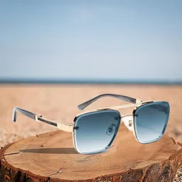 ZAADRAN Premium Unisex Wayfarer Sunglasses with UV Protected Lens Z-GIZA-BLUE-Blue-45