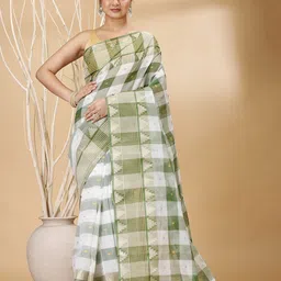 Ruuprekha Checked Woven Design Pure Cotton Taant Saree-image-71