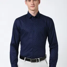 Peter England Men Spread Collar Geometric Printed Cotton Slim Fit Casual Shirt-image-99