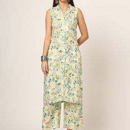 Chandbaali Floral Printed Sleeveless A-Line Kurta With Palazzo-image-12