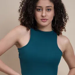 R.Code by The Roadster Life Co. Women Ribbed Fitted Crop Top-image-59