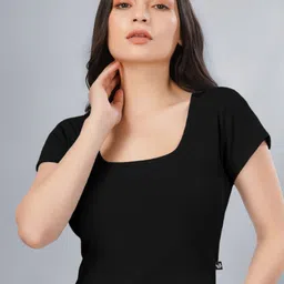 Plus Size Women Ribbed Square Neck Crop Top-picture-17
