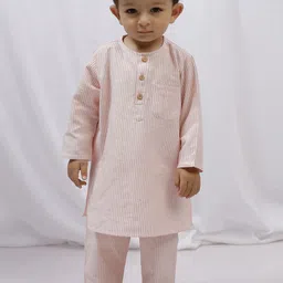 TJORI Boys Striped Printed Pure Cotton Straight Kurta With Pyjamas-picture-26