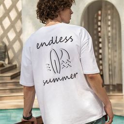 LOUIS STITCH Typography Printed Round Neck Cotton Drop-Shoulder Sleeves Oversized T-shirt-image-89