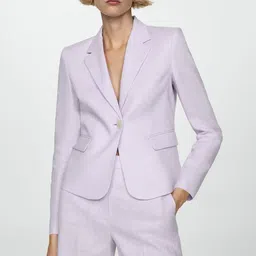 MANGO Single-Breasted Linen Blazer-image-49