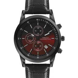 French Connection Men Printed Dial & Leather Textured Straps Analogue Watch FCN093BBL-23