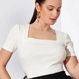 Sugathari Women Textured Ribbed Square Neck Raglan Sleeves Regular Top-picture-32