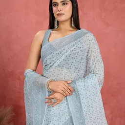 Jevi Prints Floral Printed Pure Cotton Saree-17