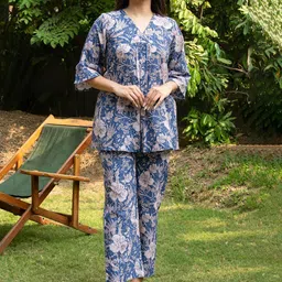 GULABOSITABO Floral Printed Pure CottonTunic With Trouser Co-Ords-picture-37