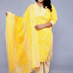 OH MI DIOS Women Floral Printed Cotton Kurta with Trousers & Dupatta-picture-21