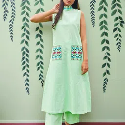 Phulkari Forever Women Straight Linen Palazzos-image-49