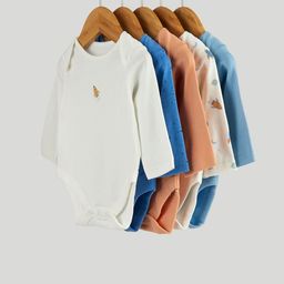 mothercare Infant Boys Pack Of 5 Printed Pure Cotton Bodysuits-picture-40