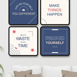SAF 4 Pcs Blue & Off White Motivational Quotes Painting Wall Art-picture-8