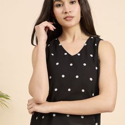 Mast & Harbour Polka Dot Print Georgette Crop Top-image-27
