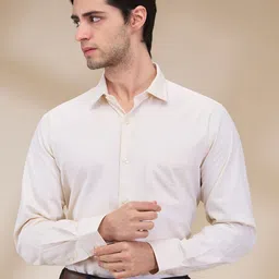 Park Avenue Men Spread Collar Typography Striped Cotton Formal Shirt-image-1