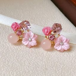 SZN Artificial Stones Studded Floral Shaped Korean Studs-51