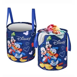 Kuber Industries Blue & White 2 Pieces Disney Printed Foldable Laundry Bags-picture-6