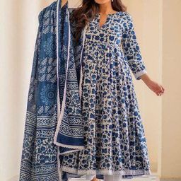 Jinal & Jinal Floral Printed Kurta With Trousers & Dupatta-image-56