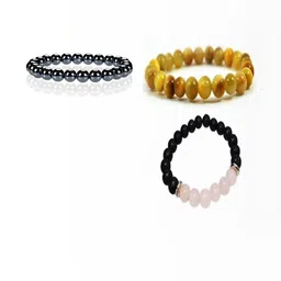 Divine souvenirs Unisex Set Of 3 Artificial Beaded Elasticated Bracelets-image-68