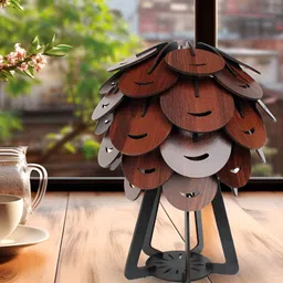 OLIVE TREE Brown Abstract Shaped Wood Table Lamp-3