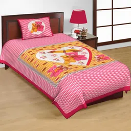 Salgia Teddy-Bear Printed 144 TC Single Bedsheet With 1 Pillow Cover-picture-44