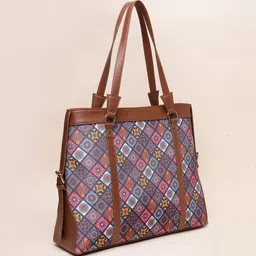 Anouk Up To 18 Inch Laptop Floral Printed Structured Handheld Bag image 2