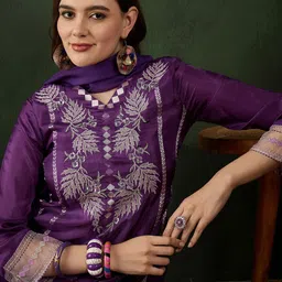 Sangria Embroidered Kurta & Trouser With Dupatta-picture-18