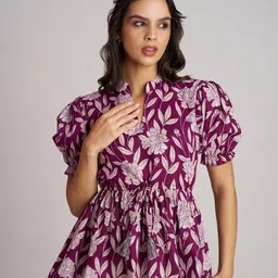 The Cloth Crow Women Floral Printed Cotton Peplum Top-image-34
