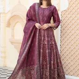 Chhabra 555 Printed Pleated Ethnic Dress With Dupatta-image-77