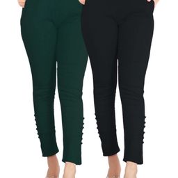 SAJATA Women Black Cotton Casual Cigarette Trousers-picture-18
