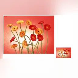 REVEXO 6Pc Orange-coloured & Red Printed Rectangle Costers & Table Placemats image 5