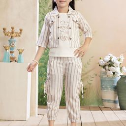 Aarika Girls Striped Pure Cotton Jacket With T-Shirt & Jogger-picture-49