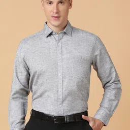 TABARD Men Spread Collar Solid Cotton Formal Shirt-image-103