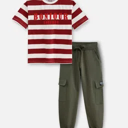 Nap Chief Kids Striped Bonjour Monsieur T-shirt With Joggers-image-31