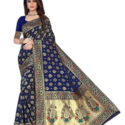 Maroosh Floral Zari Silk Blend Banarasi Saree-image-61