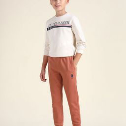 U.S. Polo Assn. Kids Boys Brand Logo Printed Pure Cotton Joggers-picture-9