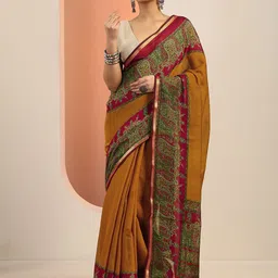 Libas solid Saree with printed Border image 3