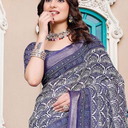 Anouk Rustic Ethnic Motifs Printed Zari Border Sungudi Saree-33