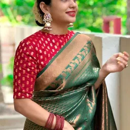 all about you Woven Design Zari Pure Silk Banarasi Saree-image-80